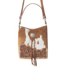 Load image into Gallery viewer, Myra Yellowstone Tawny Ridge Handtooled Hairon Concealed Carry Bag in Ivory Mocha