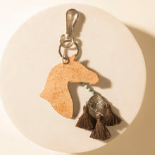 Load image into Gallery viewer, Myra Summer Cove Horse Handtooled Leather Key Fob in Caramel Tan