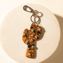 Load image into Gallery viewer, Myra Cactus Prairie Handtooled Leather Key Fob in Canyon Teal