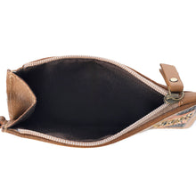 Load image into Gallery viewer, Myra Hand Hewn Western Card Holder for Women in Light Brown with handtooled detail