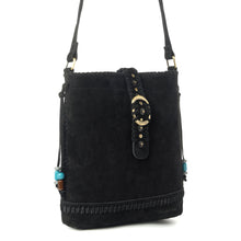 Load image into Gallery viewer, Myra Yellowstone Stonecrest Suede Leather Concealed Carry Bag in Charcoal Black