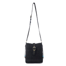 Load image into Gallery viewer, Myra Yellowstone Stonecrest Suede Leather Concealed Carry Bag in Charcoal Black