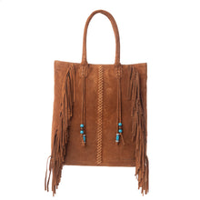 Load image into Gallery viewer, Myra Yellowstone Desert Creek Fringed Suede Leather Concealed Carry Bag in Sand Brown