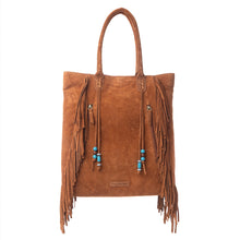 Load image into Gallery viewer, Myra Yellowstone Desert Creek Fringed Suede Leather Concealed Carry Bag in Sand Brown