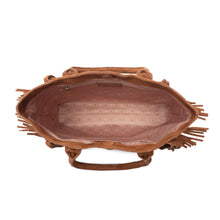 Load image into Gallery viewer, Myra Yellowstone Desert Creek Fringed Suede Leather Concealed Carry Bag in Sand Brown