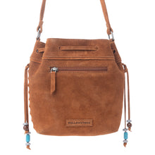 Load image into Gallery viewer, Myra Yellowstone Sundown Ember Suede Leather Bucket Bag in Maple Brown