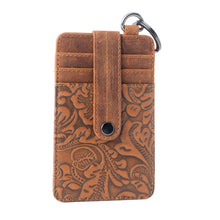 Load image into Gallery viewer, Myra Roper Card Holder for Women in brown with Embossed detail
