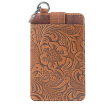 Load image into Gallery viewer, Myra Roper Card Holder for Women in brown with Embossed detail