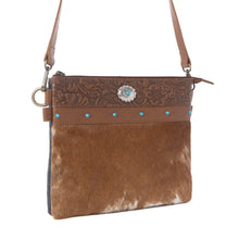 Load image into Gallery viewer, Myra Thunderpeak Concho Hairon Leather Bag in Fawn Sand
