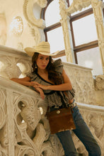 Load image into Gallery viewer, Myra Thunderpeak Concho Hairon Leather Bag in Fawn Sand