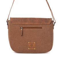 Load image into Gallery viewer, Myra Honey Field Hairon Leather Messenger Bag in Sable Mist