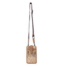 Load image into Gallery viewer, Myra Cedar Snake Print Leather Cell Phone Holder in Toffee Patch