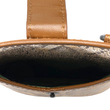 Load image into Gallery viewer, Myra Cedar Snake Print Leather Cell Phone Holder in Toffee Patch