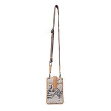 Load image into Gallery viewer, Myra Cedar Snake Print Leather Cell Phone Holder in Ebony Cream