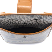 Load image into Gallery viewer, Myra Cedar Snake Print Leather Cell Phone Holder in Ebony Cream