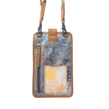 Load image into Gallery viewer, Myra Cedar Snake Print Leather Cell Phone Holder in Turquoise Sand