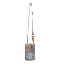 Load image into Gallery viewer, Myra Cedar Snake Print Leather Cell Phone Holder in Turquoise Sand