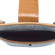 Load image into Gallery viewer, Myra Cedar Snake Print Leather Cell Phone Holder in Turquoise Sand