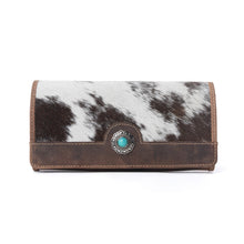 Load image into Gallery viewer, Myra Rustwood Concho Leather Women’s Wallet in Charcoal Cream