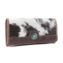 Load image into Gallery viewer, Myra Rustwood Concho Leather Women’s Wallet in Charcoal Cream