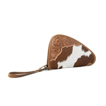 Load image into Gallery viewer, Myra Cinder Oak Handtooled Hairon Leather Gun Case in Sunlit Sand