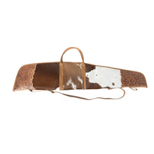 Load image into Gallery viewer, Myra Redstone Divide Handtooled Hairon Leather Gun Case in Mocha Brown