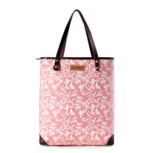 Load image into Gallery viewer, Myra Rose Vine Vintage Tote Bag for Women in pink with leather detail