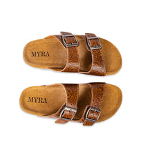 Load image into Gallery viewer, Maggie Embossed Leather Sandals