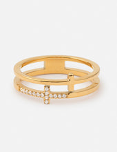 Load image into Gallery viewer, Stacked Cross Gem Ring
