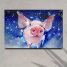 Load image into Gallery viewer, Fluffy Pig Watercolor Canvas Wall Art