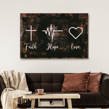 Load image into Gallery viewer, Rustic 'Faith, Hope, Love' Sign - Christian Art and Biblical Decor for home