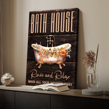 Load image into Gallery viewer, Rinse And Relax Bath House Sign