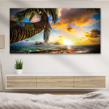 Load image into Gallery viewer, Tropical Blue Beach Hawaii Sunset Canvas Wall Art