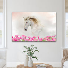 Load image into Gallery viewer, Floral White Horse Canvas Wall Art