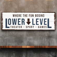 Load image into Gallery viewer, Lower Level Sign: Custom Bar Signs for Home Bar – Ideal for Personalized Basement Bar Sign