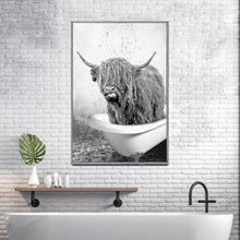 Load image into Gallery viewer, Highland Cattle Bath Canvas Wall Art