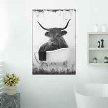 Load image into Gallery viewer, Highland Cattle Bath Canvas Wall Art II