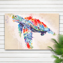 Load image into Gallery viewer, Coral Reef Sea Turtle Watercolor Canvas Wall Art