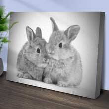 Load image into Gallery viewer, Gray Rabbits Sketch Canvas Wall Art