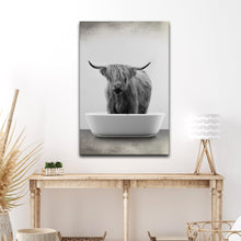 Load image into Gallery viewer, Highland Cattle Bath Canvas Wall Art IV
