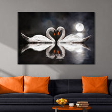 Load image into Gallery viewer, Moonlit Romantic Swan Canvas Wall Art