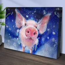 Load image into Gallery viewer, Fluffy Pig Watercolor Canvas Wall Art