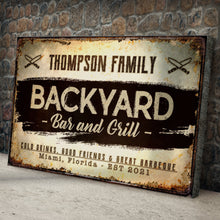 Load image into Gallery viewer, Backyard Bar And Grill Sign VIII