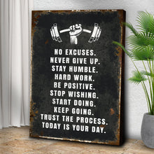 Load image into Gallery viewer, No Excuses Motivational Sign