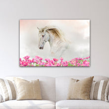 Load image into Gallery viewer, Floral White Horse Canvas Wall Art