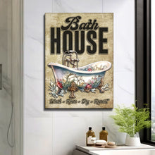 Load image into Gallery viewer, Wash Rinse Dry Repeat Bath House Sign