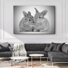 Load image into Gallery viewer, Gray Rabbits Sketch Canvas Wall Art