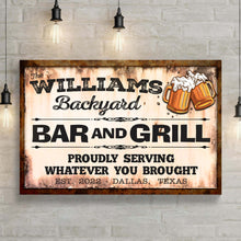 Load image into Gallery viewer, Backyard Bar &amp; Grill Sign IX