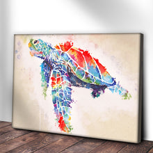 Load image into Gallery viewer, Coral Reef Sea Turtle Watercolor Canvas Wall Art