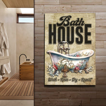 Load image into Gallery viewer, Wash Rinse Dry Repeat Bath House Sign